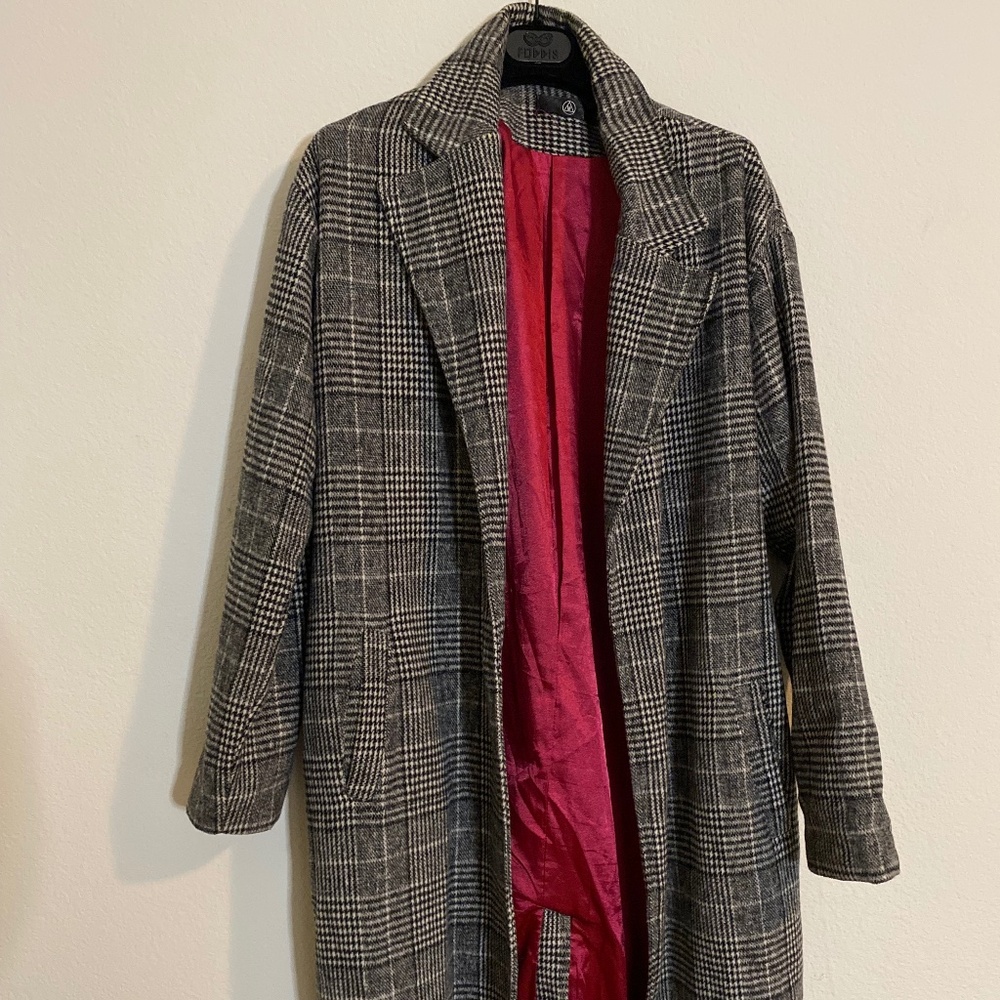 MISSGUIDED Plaid Trench Coat
